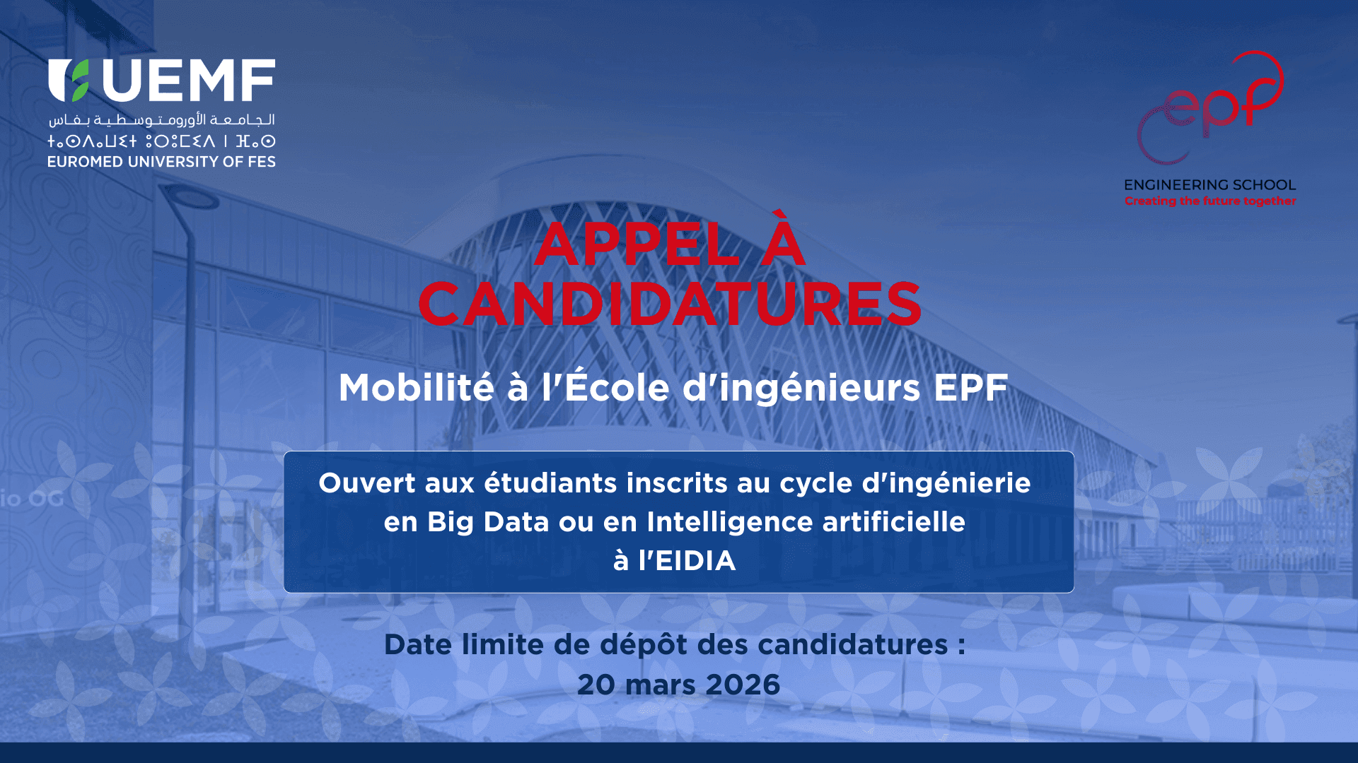 [Appel à candidatures] Mobilité à l'École d'ingénieurs EPF