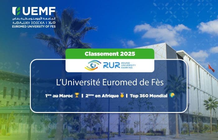 Euromed University of Fez ranks 1st in Morocco and 2nd in Africa according to the 2025 Round University Ranking (RUR) world rankings.