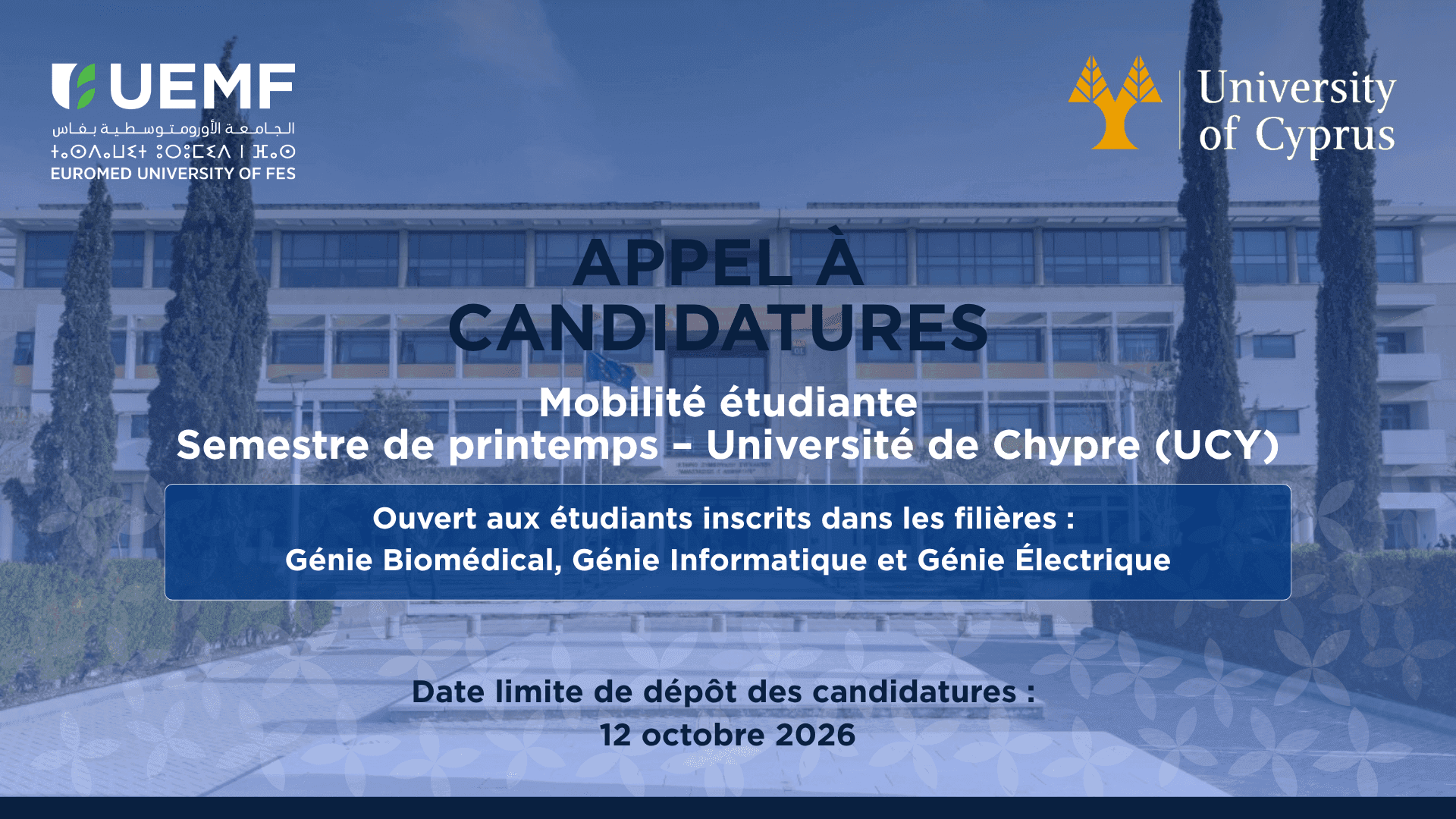 Mobilité internationale : l’UEMF ouvre les candidatures pour un semestre d’études à l’Université de Chypre